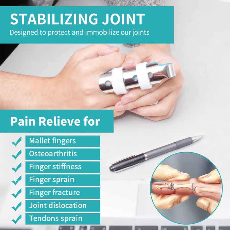 Finger Splint, 2PCS Finger Support Brace Finger Stabilizer for Broken Fingers Straightening Arthritis Knuckle Immobilization, M Medium