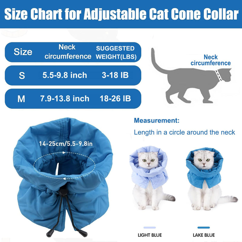 Elizabethan Collar, Post-Surgery Collar, Neck Brace Cat Protection, Adjustable Soft Cat Neck Brace, for Cats Kittens Prevents Licking Wounds (Blue, S) Blue - BeesActive Australia