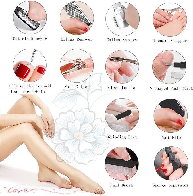 Professional Pedicure Tool Set 26 in 1 Stainless Steel Foot Care Kit Foot Rasp Dead Skin Remover Pedicure Kit Foot File Kit Foot Mum Remover for Men Women Travel - BeesActive Australia