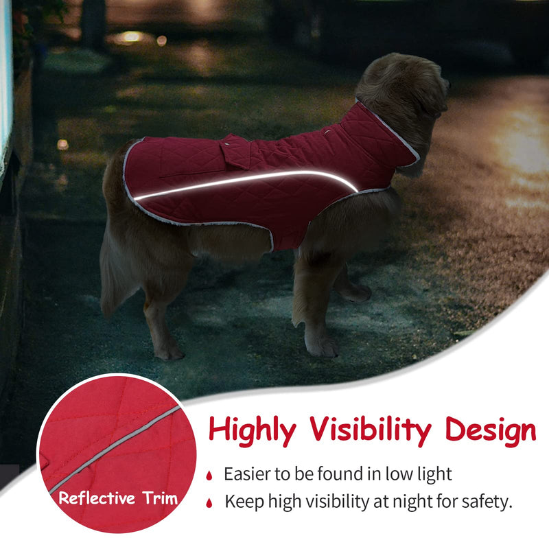 Malier Dog Winter Coat, Windproof Dog Cold Weather Coats with Real Pocket, Winter Dog Extra Warm Coat Dog Fleece Jacket Reflective Dog Clothes for Small Medium Large Dogs and Puppy (Red, X-Large) Red - BeesActive Australia