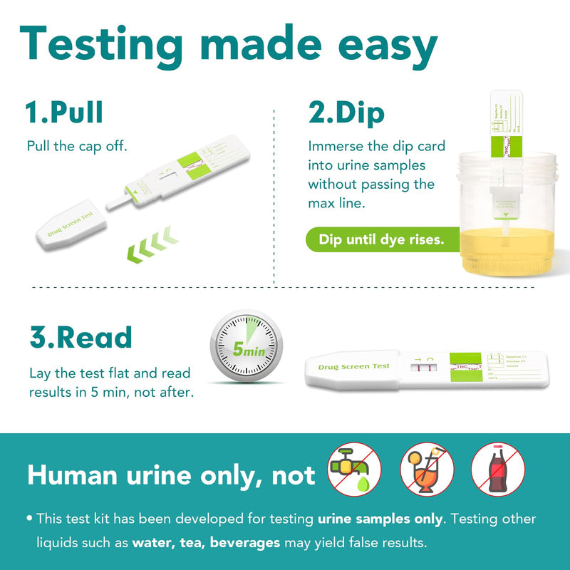 Easy@Home Marijuana Test Dip Card: Drug THC Urine Strips Kit for at Home Detox 50ng/mL Cutoff Level Over The Counter Use- Instant Testing Result in 5 Minutes - # EDTH-115 Pack of 15