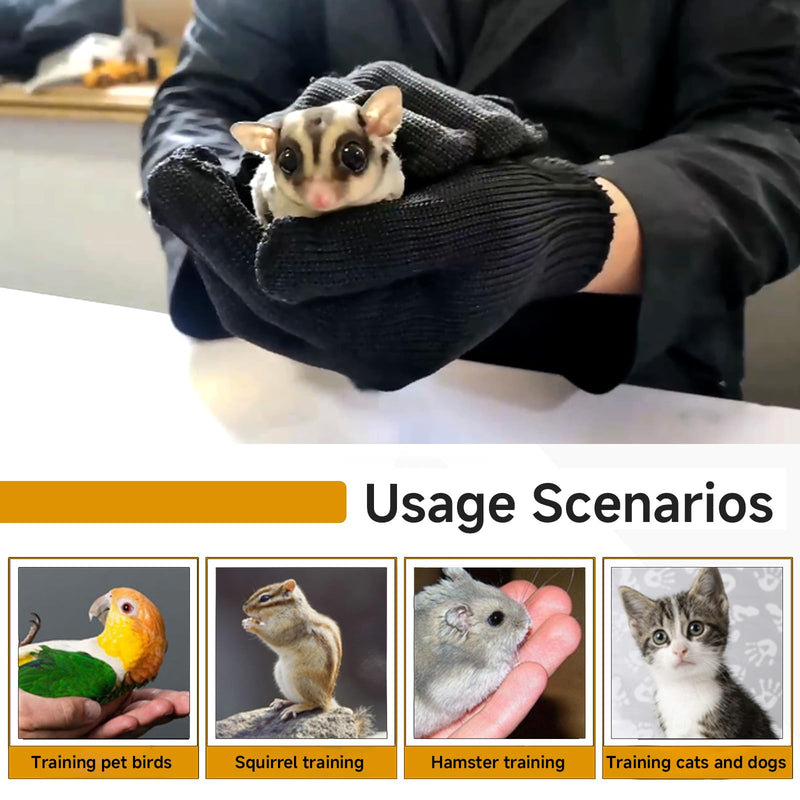 QBLEEV 1 Pair Bird Handling Anti-Bite Gloves, Small Animal Bite Proof Gloves for Training Black