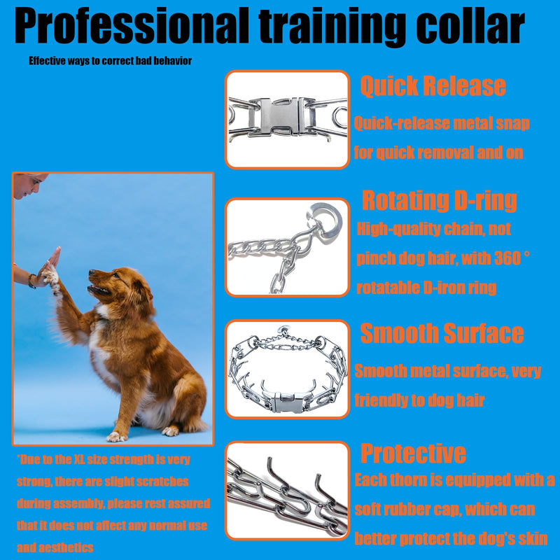 Adjustable Ｃollar Ｎo Pull Ｃollar for Small Medium Large M/L(17-21" Neck, 3.5mm) Silver - BeesActive Australia