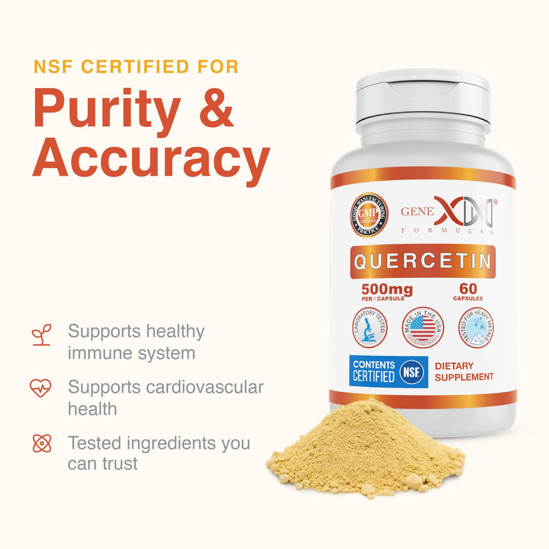 Genex Formulas Quercetin 500mg, Immune Support & Cellular Health, 3 Pack | Supplement for Heart Health, Antioxidant and Allergy Protection, NSF Certified for Safety, Quality & Label Accuracy 60 Count (Pack of 3)