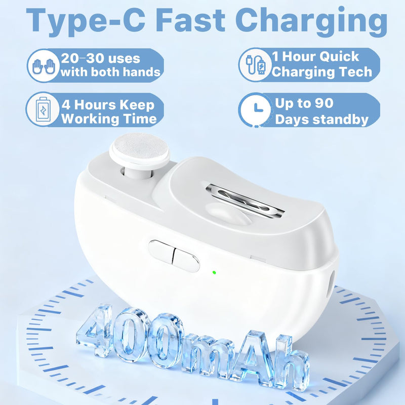 Electric Nail Clippers for Seniors, 2026 3 in 1 Electric Nail Clipper Multifunctional Electric Toenail Clippers for Adults，Kids with Polishing and 2 Speeds (White) white