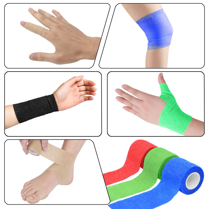 6 Pack 2 Inches Self Adhesive Bandage Wrap Breathable Cohesive Bandage Elastic Tape for Pets, Athletic, Sports, Wrist, Knee, Ankle(5 Yards Per Roll, Mixed Colors) 2 Inch - BeesActive Australia