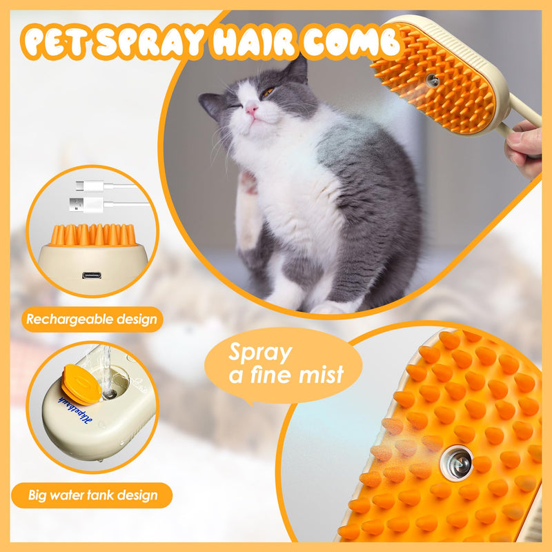 Pet Steam Brush for Cats and Dogs - Easy to Clean Grooming Tool for Pet Spa, Water Brush with Steam Technology - Perfect for Cat & Dog Hair Removal (O Coffee) - BeesActive Australia