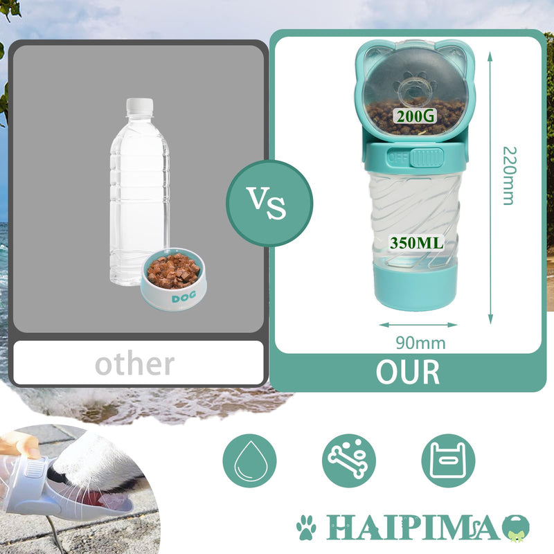 3 in 1 Pet Water Bottle, Outdoor Portable Dog Water Bottle with Food Container Garbage Bags Dispenser, for Cat Puppy Pets Stuff Essentials Accessories, for Walking Hiking Travel (White) White - BeesActive Australia