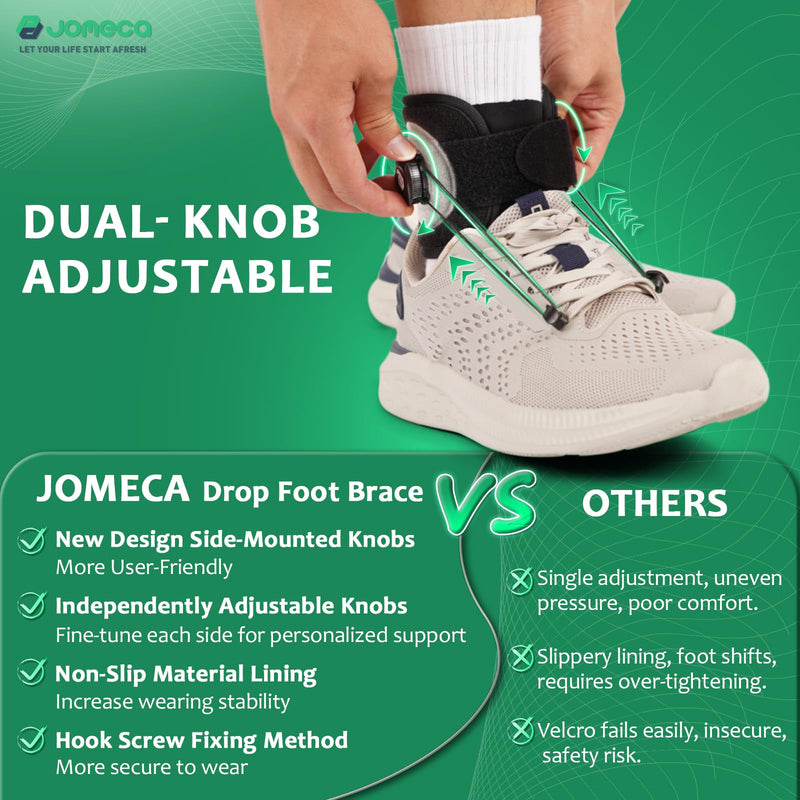 AFO Foot Drop Brace Adjustable Tension with Dual-Dial Drop Foot Brace for Walking with Shoe Use with Shoes Featuring Eyelets (Medium, 1 Pack) Medium