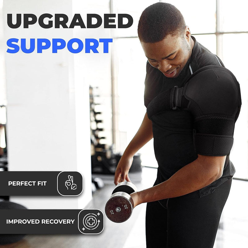 POAGL Adjustable Shoulder Brace for Men - Both Left and Right Arm - Pain Relief for Torn Rotator Cuff, Compression Support Sleeve for Dislocation, Bursitis, Tendonitis (Black, X-Large) Black