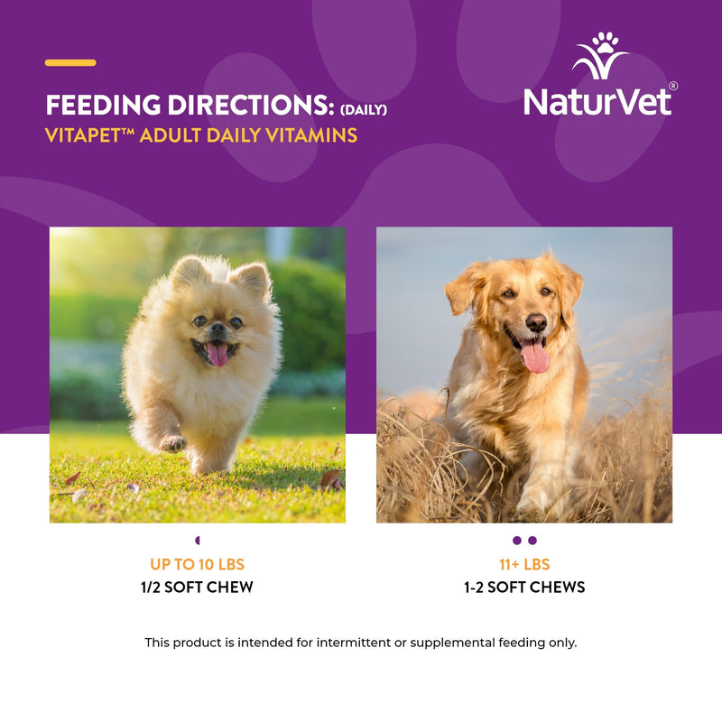 NaturVet VitaPet Adult Daily Vitamins Plus Breath Aid for Adult Dogs, 60 ct Soft Chews, Made in The USA with Globally Source Ingredients - PawsPlanet Australia