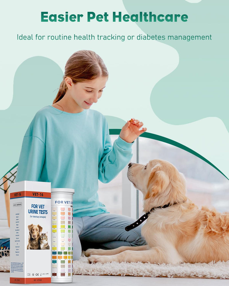 Pawfly 100 Strips Urine Test Strips, UTI Test Kit for 16 Parameters, Pet Urine Testing Strips, Veterinary Urinalysis Test Strips for Ketone, Glucose, Blood, Specific Gravity pH & More 16 in 1 - BeesActive Australia