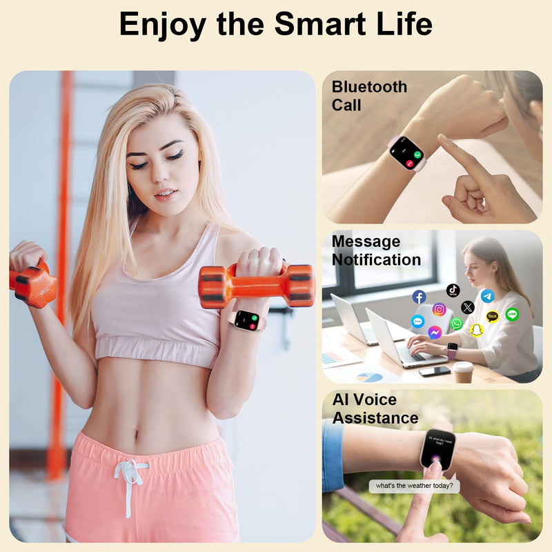 Smart Watch for Women with Bluetooth Call/Answer,1.75" Fitness Watch with Pedometer Heart Rate Sleep Monitor Step Counter Calorie 120+Sport Modes Smartwatch for Android iOS Pink(1.75'') - BeesActive Australia