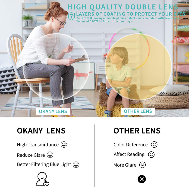 Okany Blue Light Glasses for Kids 3 Pack Anti Glare & Eye Strain Glasses Computer TV Phone Tablets UV Protection Glasses for Kids Boys Girls Age 3-12(Black + Transparent blue + Transparent) 3 Packs Black & Transparent Blue & Transparent - BeesActive Australia