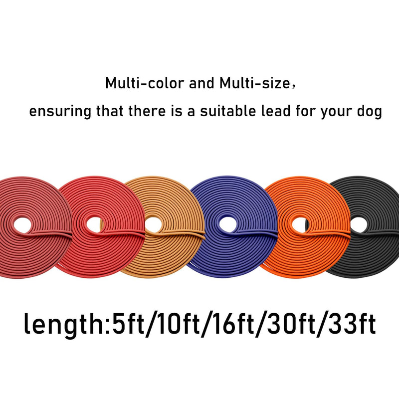 Waterproof Dog Training Leash Dog Long Leash Lead - 5FT/10ft/16ft/20ft /30ft/33ft, Suitable for Small Medium and Large Dogs, Ideal for Outdoor Beach Walks or Play Camping Yellow 10FT / LEATHER GRAIN - BeesActive Australia