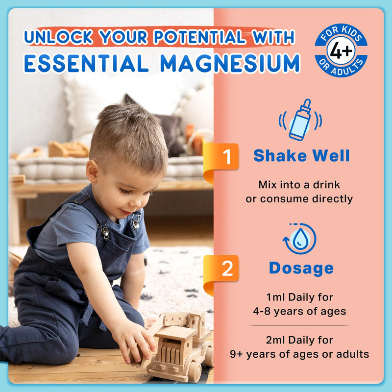 Magnesium for Kids, Kids Magnesium Glycinate Liquid Drops with Calcium, Zinc, L-Theanine, Vitamin D3 K2, C for Sleep, Relaxation, Calm, Focus, Brain,Mood, Bones & Muscles - Strawberry Flavor 2 Pack 2 Fl Oz (Pack of 2)