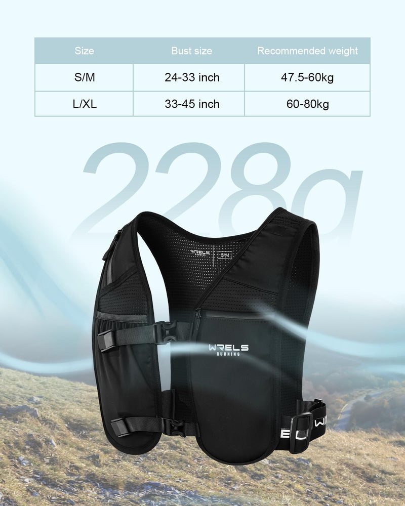 Running Vest with Running Water Bottle,Adjustable Reflective Hydration Vest with Waterproof Phone Holder for Women Men,Lightweight Water Vest for Outdoors black with 500ml soft flask Large/X-Large