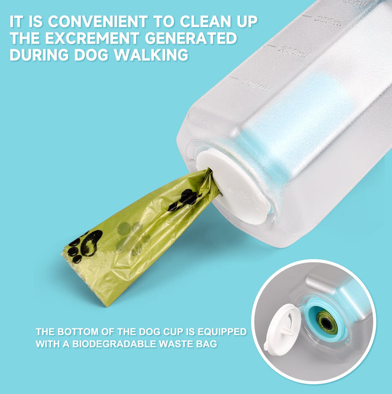 3 in1 Dog Outdoor Water Bottle,Portable Pet Water Bottle with Food Container, Leak Proof Dog Travel Water Bottle,Dog Poop Bags,Dog Water Dispenser for Outdoor Walking,Hiking,Travel. - BeesActive Australia