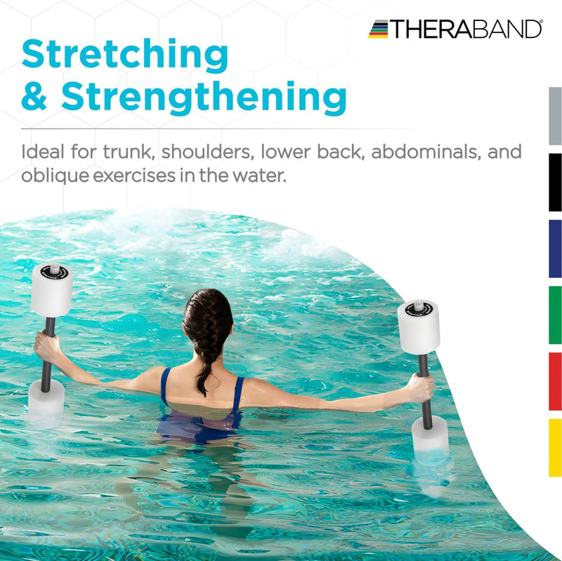 THERABAND Swim Bar with Padded Grip for Buoyancy-Based Swim Training and Swim Lessons, Aquatic Fitness Equipment, Aqua Training Barbell, Water Aerobics Equipment, Swimming Aid for Children to Seniors One Size - BeesActive Australia