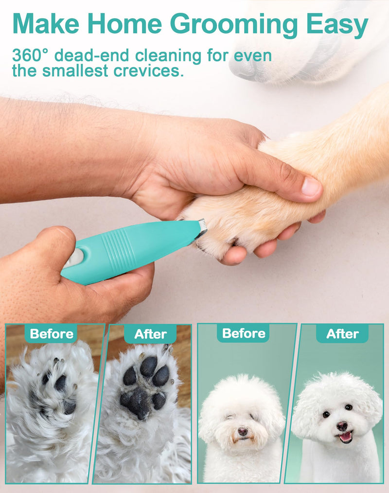 Dog Grooming Clippers, Dog Paw Trimmer with Detachable Ceramic Blade for Trimming Small Areas of Pet's Hair, Low Noise Paw Grooming Shaver for Cat's Eyes Face Ears Paws (Blue) Blue - BeesActive Australia