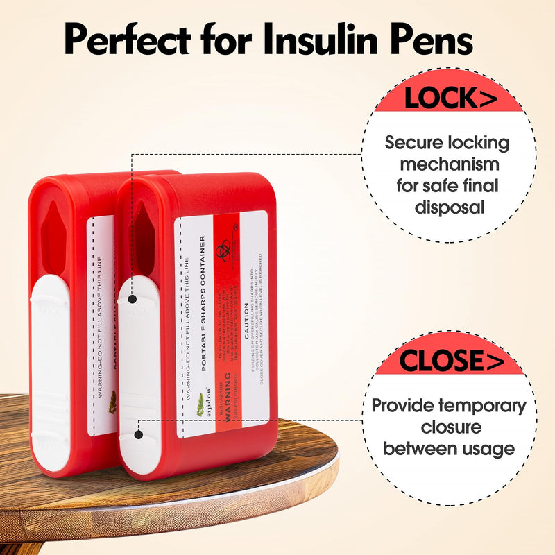 Pocket Travel Sharps Container for Blood Sugar Test Strips, Needle Container for Diabetic Insulin Pen NeedleÔºåBiohazard Treatment ContainerÔºåTravel and Home Use (3 Packs) 3 - BeesActive Australia