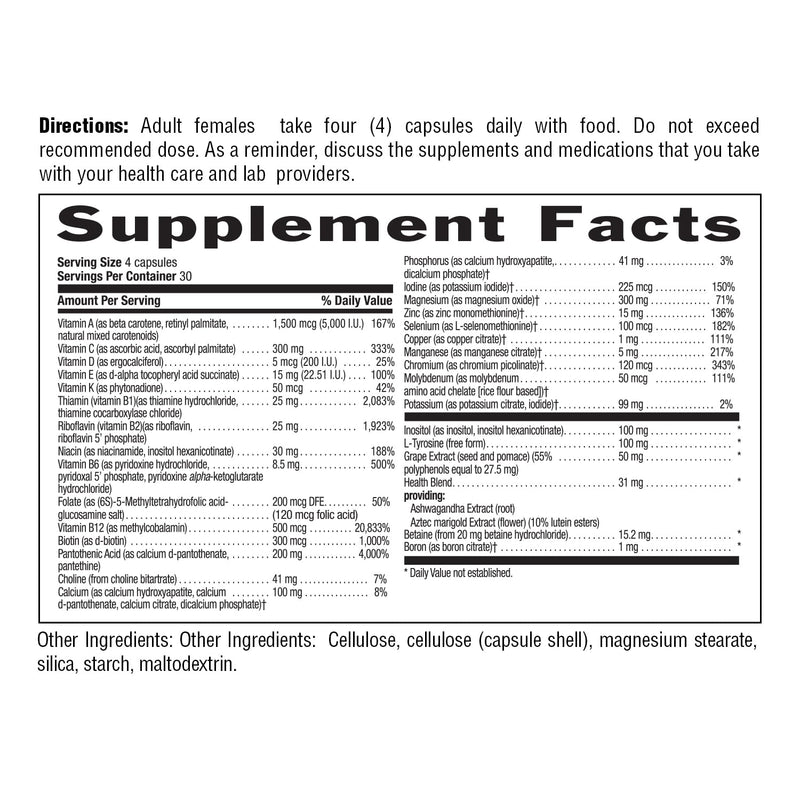 Country Life MAX for Women Multivitamin, Iron Free, 120 Capsules | Supports daily energy metabolism with coenzymated B forms, ashwagandha and key minerals