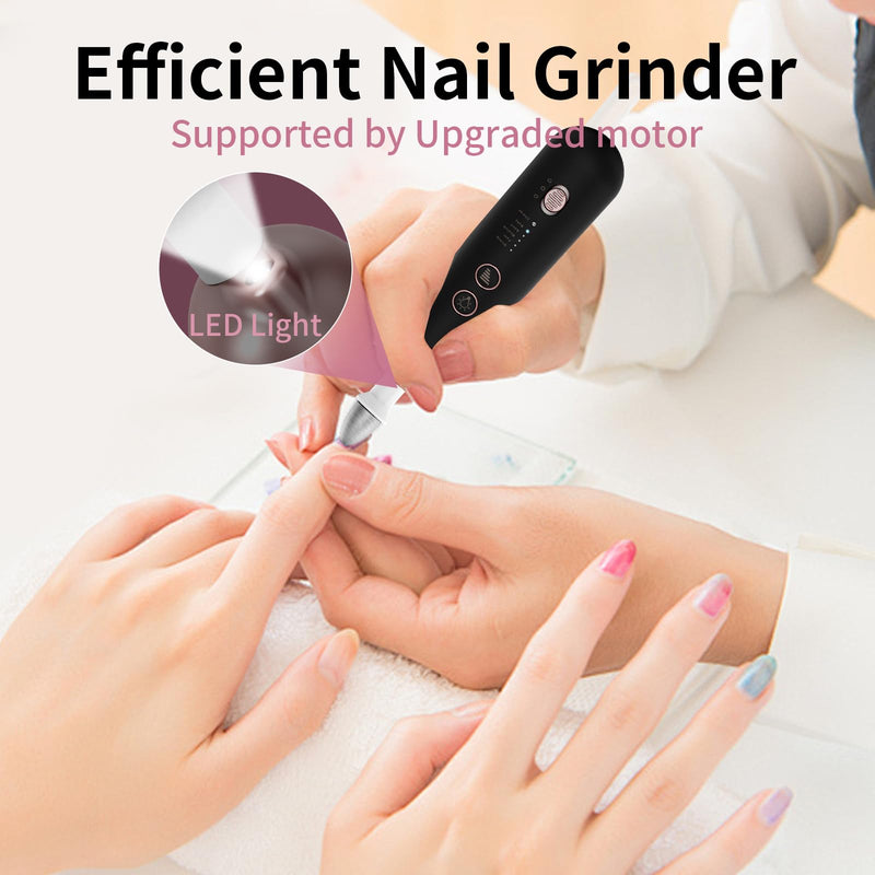 Professional Manicure Pedicure Kit, Cordless Electric Nail File Set, Rechargeable Pedicure Tools for feet, 5 Speeds Hand Foot Care Nail Drill for Thick Nail Toenail Cuticle Women Men Baby Pets Black
