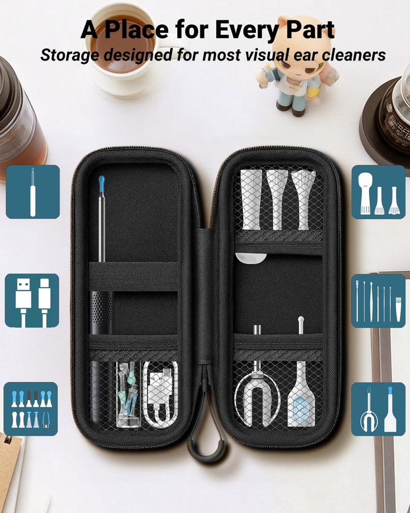Ear Wax Removal kit Storage Case, Compatible with LEIPUT, BEBIRD, Yorsfun, DEETOK, Jegoat, etc Ear Cleaner with Camera. Portable Waterproof Organizer Case for Ear Wax Removal Tools (Only case) Black - BeesActive Australia