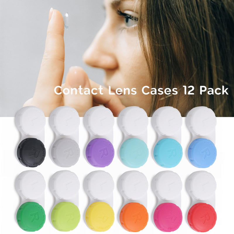 Contact Lens Case, 12 Pack Colorful Empty Contact Lens Cases Box Holder Container for Storage, Travel, Daily Home Use multi-color