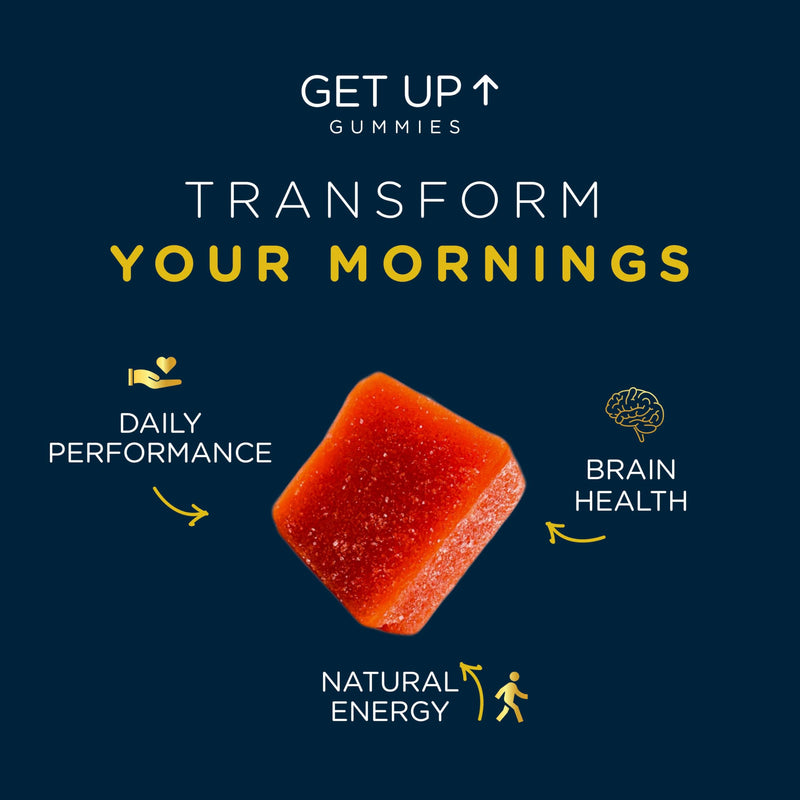 Focus Mushroom Gummies for Adults, Mushrooms Supplement with Cordyceps, Lion’s Mane, Chaga, B6, B12, Green Tea - Get Up Gummies, One Per Day - Max Strength (5CT) 5 Count (Pack of 1)
