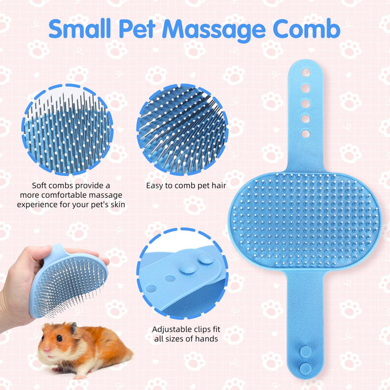 Nobleza - 6-piece small animal care set, rabbit care set with raclette brush, bath and massage glove, hamster comb (blue) - BeesActive Australia
