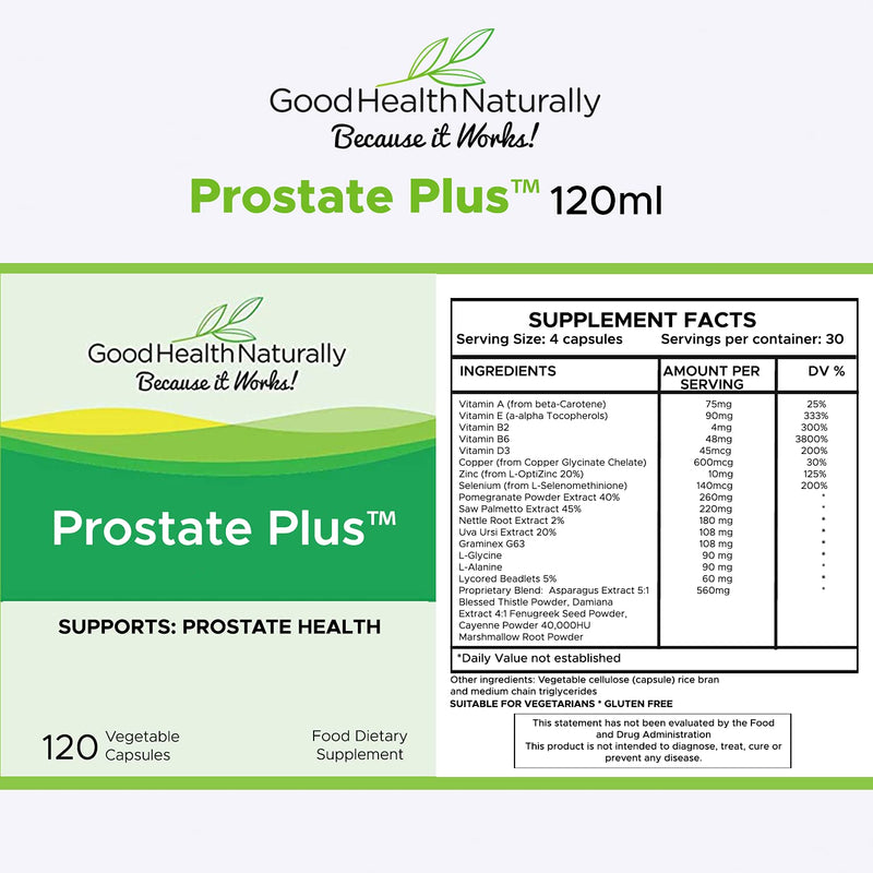 Prostate Plus+ - Prostate Support | 120 Capsues - Good Health Naturally