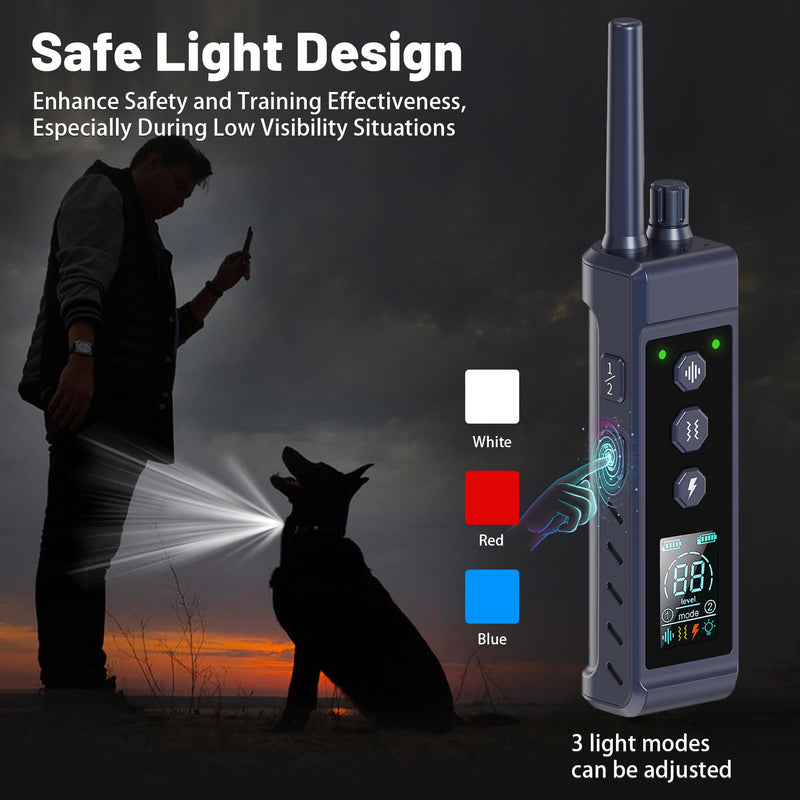 Shock Collar for Dogs - 4265ft Waterproof Training Collar with Flashing Light for Small Medium Large Dogs with Rechargeable Remote, Beep (1-8), Vibration(1-16), Safe Shock(1-99) (Black) Black - BeesActive Australia