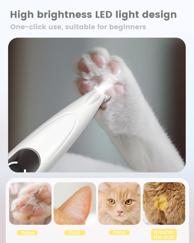 Paw Trimmer for Dogs with LED Display, PAPMINI Paw Trim Pro, Type-C Rechargeable Dog Clipper, 35dB Wireless Quiet Dog Paw Trimmer, Pro Dog Clipper for Paws, Ears, Face White - BeesActive Australia