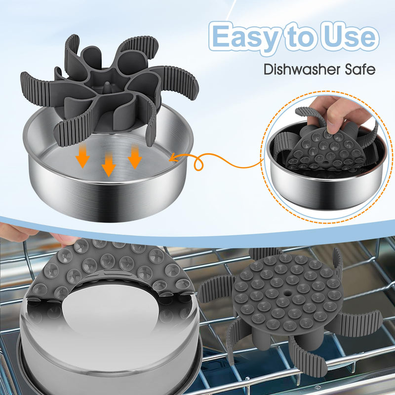 2-in-1 Slow Feeder Dog Bowls, Stainless Steel Pet Bowls with Silicone Slow Feeder Insert, Removable Non-Slip Rubber Base for Small Dogs to Slow Down Eating (Small Breed) Small Breed - BeesActive Australia