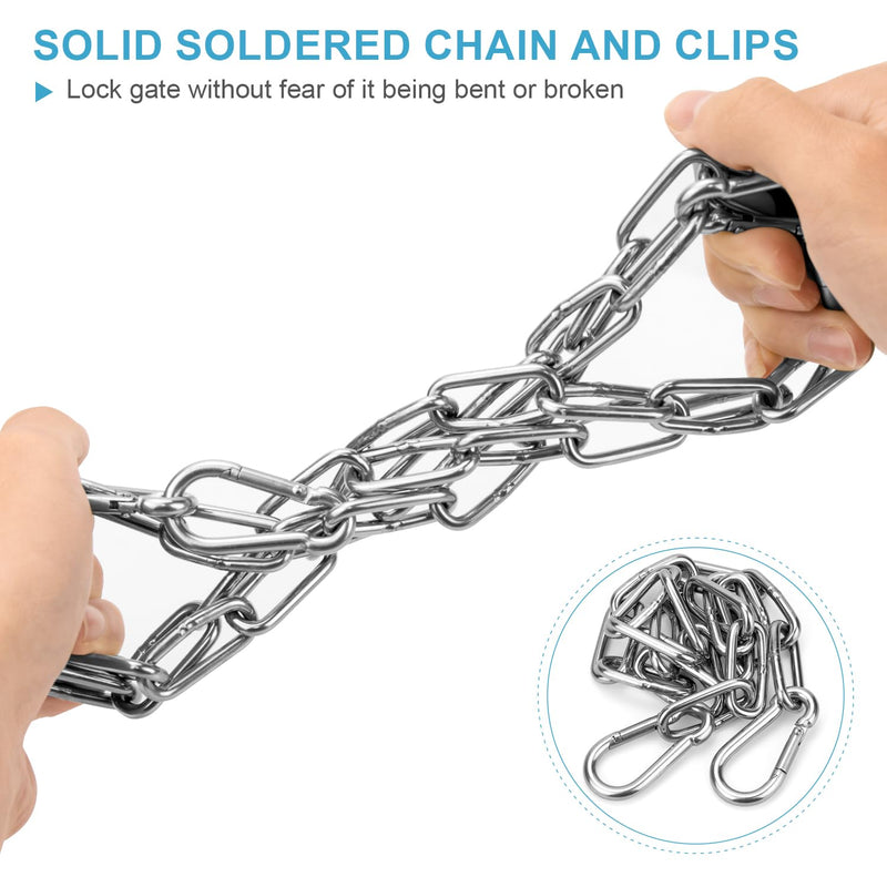 2 Pack Gate Chain Lock for Outdoor Fence with Carabiner, 5/32 x 24 Inch Stainless Steel Link Chains No Fear of being Bent, Easy to Adjust Barn Chain for Livestock Gate, Silver - BeesActive Australia