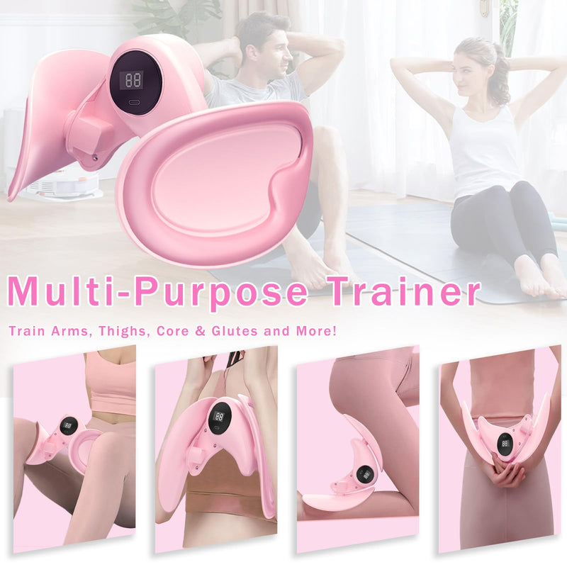 Thigh Master Adjustable Resistance - LED Counter Pelvic Floor Muscle Kegel Exercise Devices, 360° Inner Thigh Exerciser for Women, Strengthening Adductor Workout Equipment, Tightening Hip Leg Trainer Pink