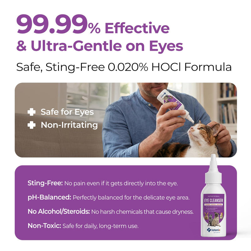 Dog & Cat Eye Cleaner Drops – Tear Stain Remover, Eye Wash for Dogs & Cats, Soothes Irritation, Cleans Discharge & Redness, Gentle Pet Eye Care Solution 100ml