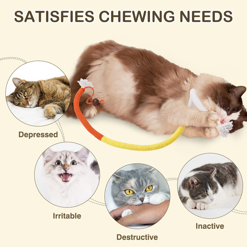 Cat Toys Chew Ropes Toys, 3 Pcs 27.9 Inches Interactive Catnip Toys for Indoor Cats, Kitten Teeth Cleaning Chew Toys for Dental Care - BeesActive Australia