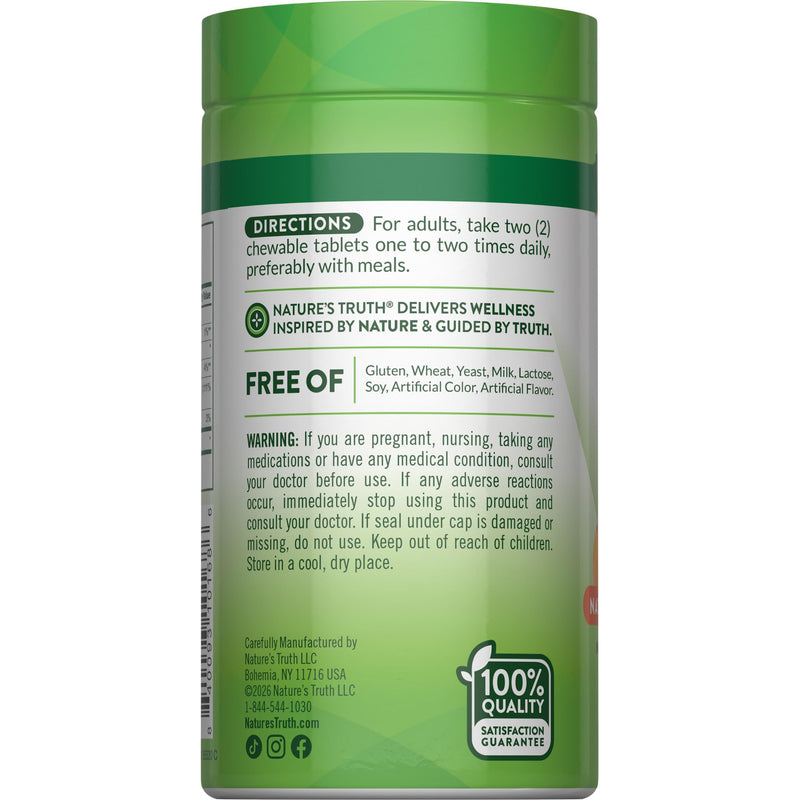 Nature's Truth Chewable Vitamin C with Rose Hips | 1000 mg | 60 Tablets | Vegan, Non-GMO & Gluten Free Supplement 60 Count (Pack of 1)