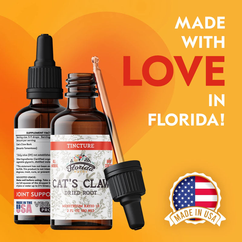 Cats Claw Tincture, Cat's Claw Extract Alcohol Free Herbal Supplement Drops, Liquid Natural Digestive Health, Joint Health, Vegan - Made in USA - 2 Fl Oz 2 Fl Oz (Pack of 1) - BeesActive Australia