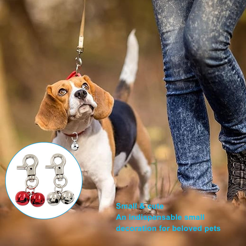 Waziaqoc 2 PCS Bells for Cat Collars, Dog Pendant Bells, Pet Jingle Bells Training Charm Pendant Jewelry Accessories for Dog Cat Collar Necklace (Silver, Red) Silver, Red - BeesActive Australia