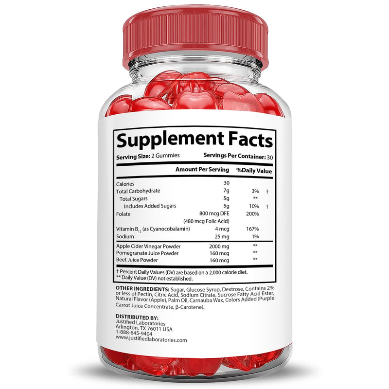 Justified Laboratories Trim Tummy Keto ACV Gummies Extreme (2000 mg) - 60 Count - Made with the Mother & Vitamin B12 - Non-GMO, Vegan, Gluten Free - 30 Servings 60 Count (Pack of 1)