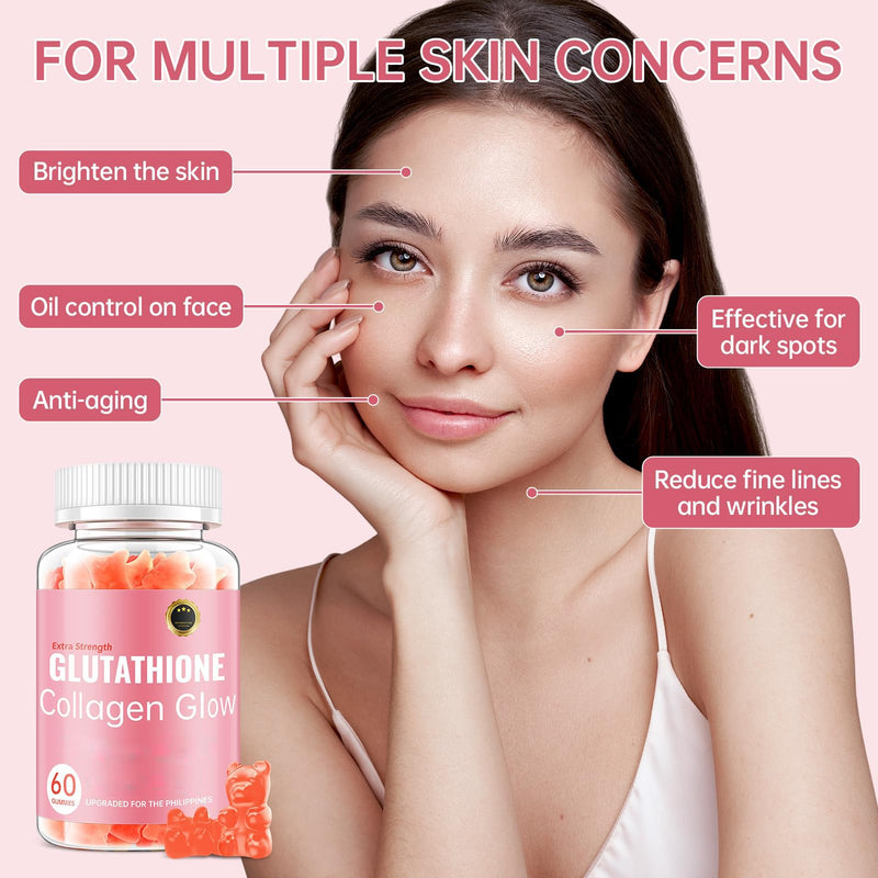 Glutathione Collagen Glow Gummies for Women, Glutathione Collagen Glow Gummies for Dark Spot, 60/120Pcs Korean Organic Glow Beauty Collagen for Skin Care(2) 2