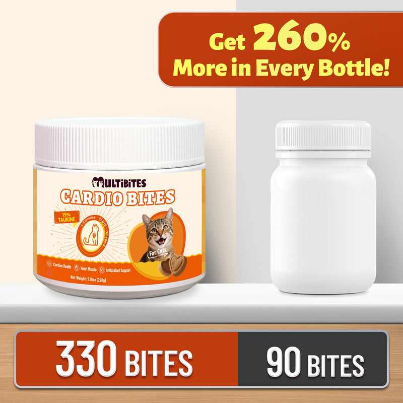 Cat Cardio Bites - 15% Taurine for Cats with CoQ10, L-Carnitine & Fish Oil - Immune & Heart Support, Cardiovascular & Vision Health, for All Breeds Including Kittens & Senior Cats, 7.76 oz
