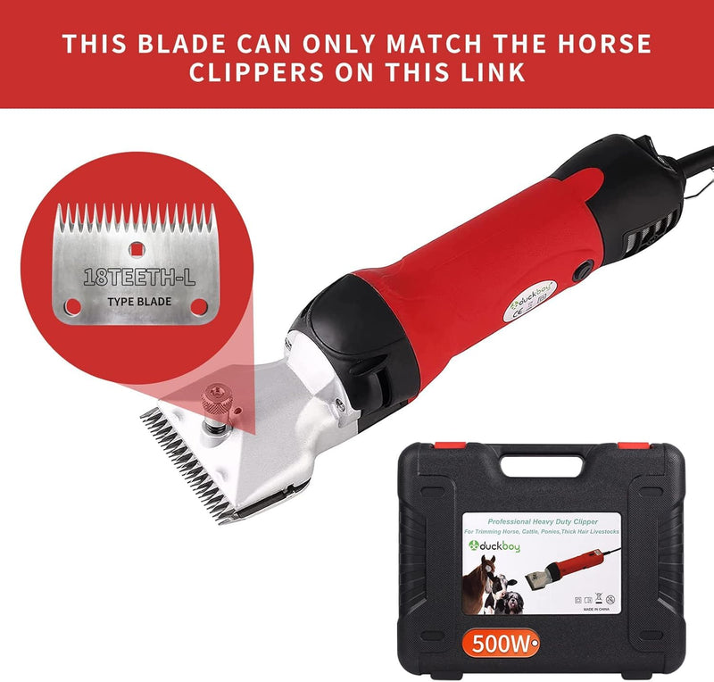 DUCKBOY Horse Clippers Blades, Detachable and Replaceable Blades，Detachable Universal Blades for Professional Horse Grooming Clippers, Top and Bottom, Stainless Steel, 2 PCS with 15 + 18 Teeth