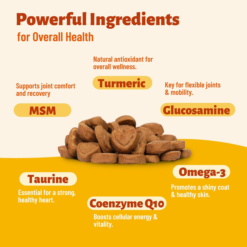 220g Vitamins Supplements and Taurine for Dogs - Multivitamin for Dog Chewables with Glucosamine,Omega 3,MSM - Support Hip & Joint,Skin and Coat,Immunity,Digestive Health