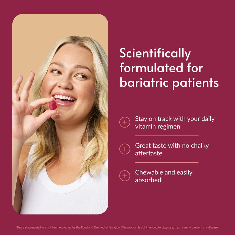 Bariatric Advantage Multi Chewy Bite, Strawberry Watermelon, 60 Count | Soft Chew Multivitamin for Bariatric Surgery Patients, Chewable Multivitamin with Folic Acid, Vitamin D3 and More