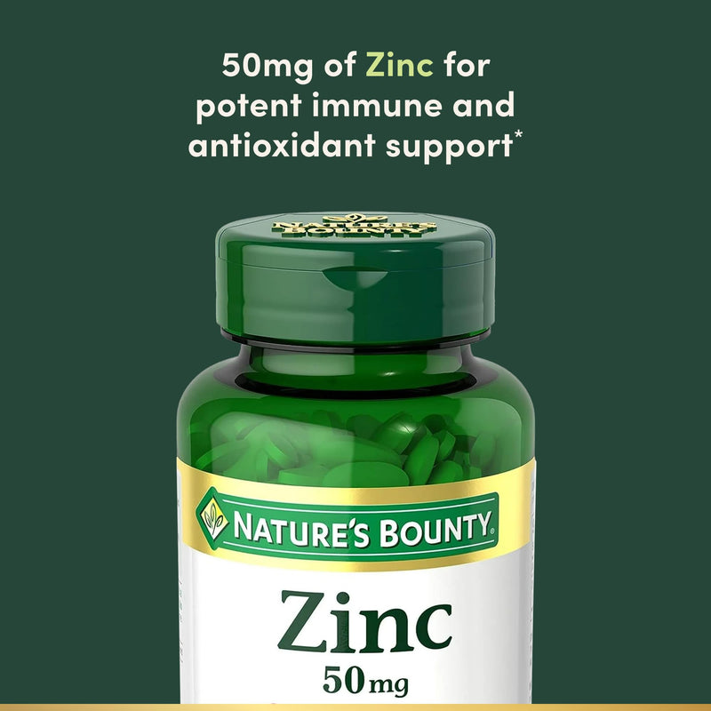 Nature’s Bounty Zinc 50mg, Immune Support & Antioxidant Supplement, Promotes Skin Health, 1 Caplet Per Day, Gluten Free, 250 Vegetarian Caplets Unflavored 250 Count (Pack of 1)
