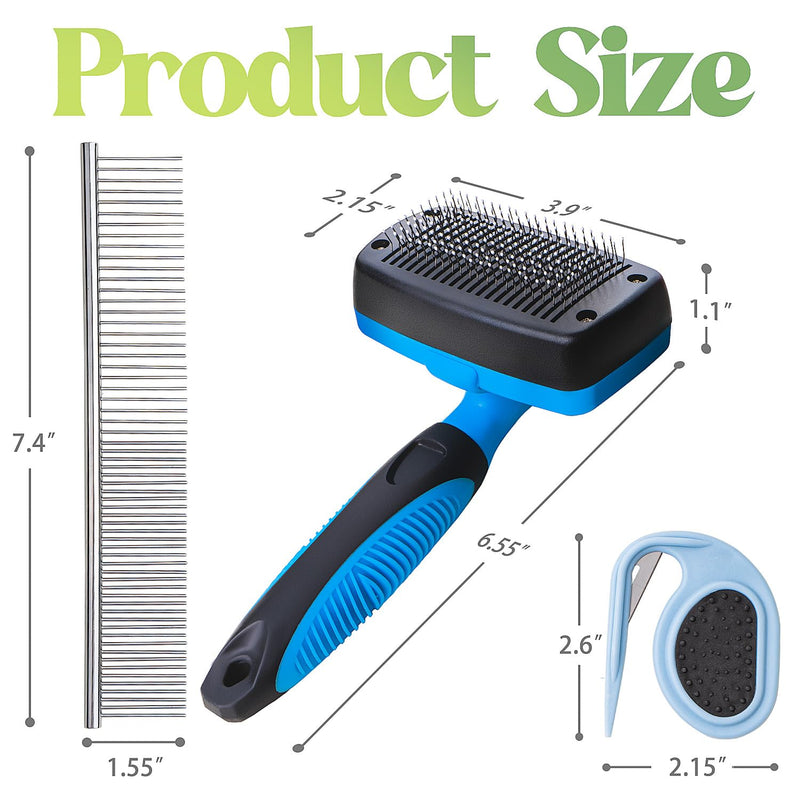 3 PCS Deshedding Dog Brush Grooming Kit for Pet Dogs Cats Poodle Dematting Comb for Removing Tangles and Knots Slicker Cat Matted Fur Cutter Pet Hair Remover Tool For Short & Long Hair DOG-G-3PCS - BeesActive Australia